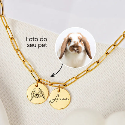 Colar Laços Eternos – Retrato e Nome do Seu Pet
