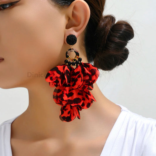 Brincos Glamour Floral Leopard