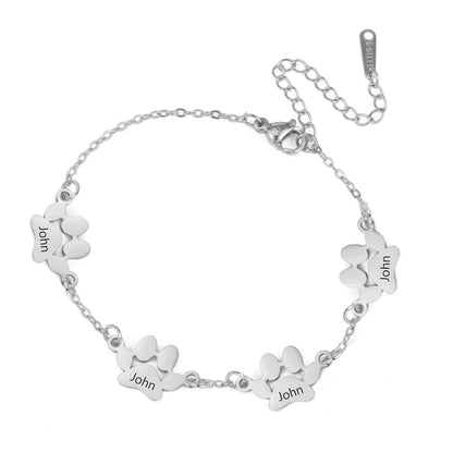 Pulseira Patinhas do Amor – Nome e Data Personalizados