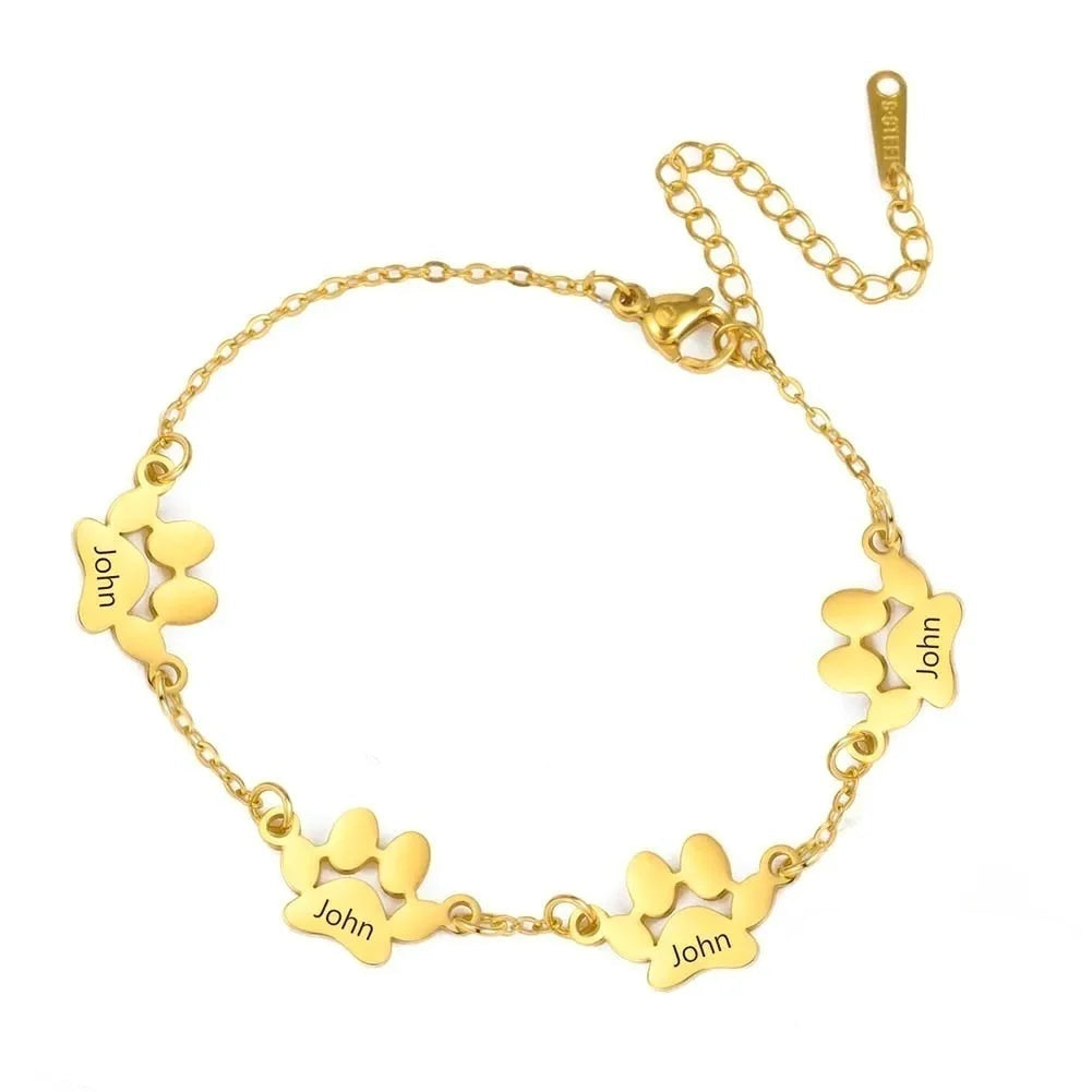 Pulseira Patinhas do Amor – Nome e Data Personalizados