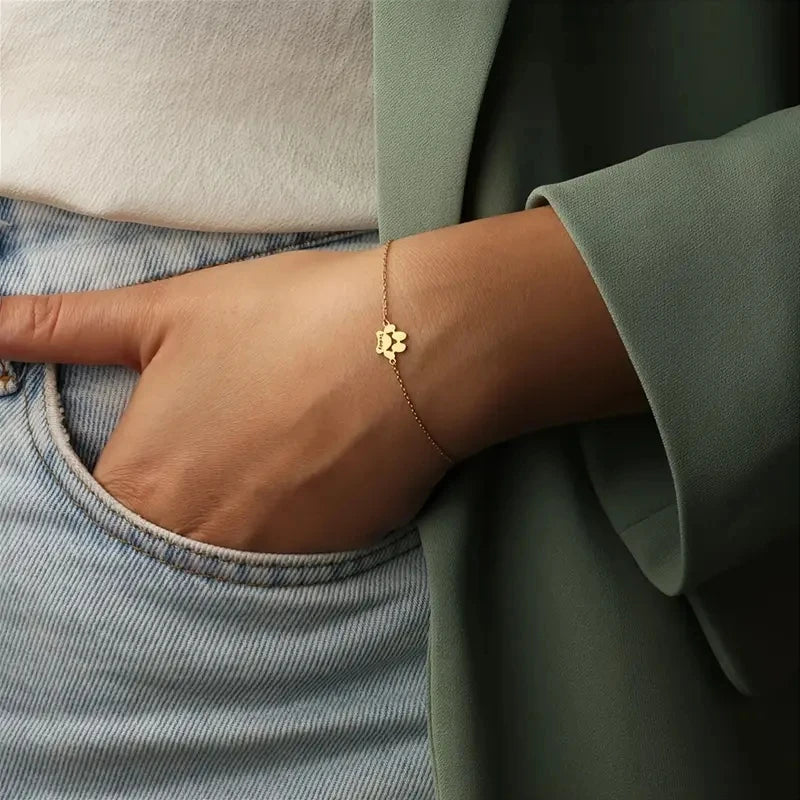 Pulseira Patinhas do Amor – Nome e Data Personalizados